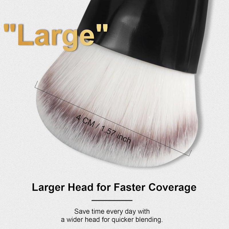 start makers Contoured Foundation Brush, Large Angled Kabuki Makeup Brush for Liquid, Powder, Cream & Stick Foundation Bronzer Contour, Professional Makeup Application Tool for Blending Buffing, Black - Image 3